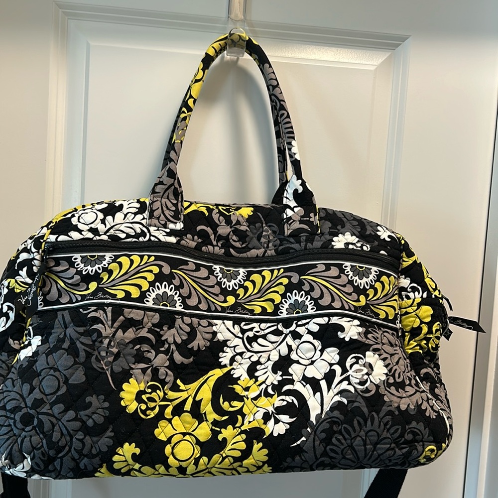 VERA BRADLEY WEEKENDER BLACK YELLOW  - Like New
